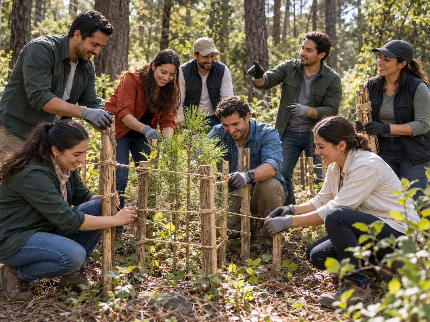 Actividad de team building durante una reforestación corporativa para Crédito Real.
