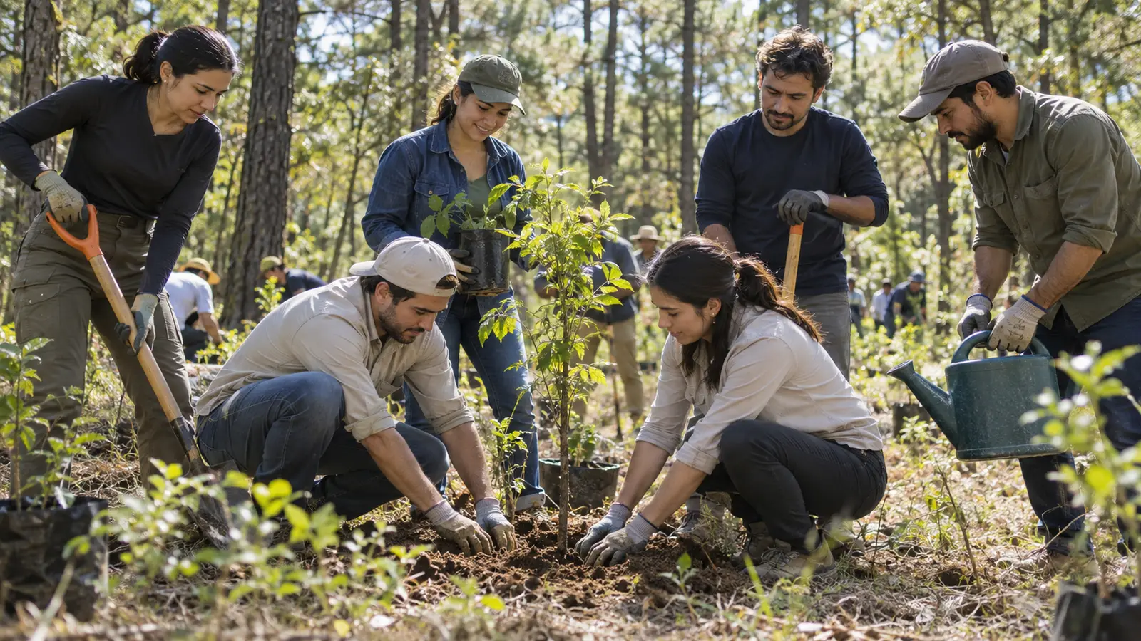 Voluntariado corporativo durante una jornada de reforestación en México.